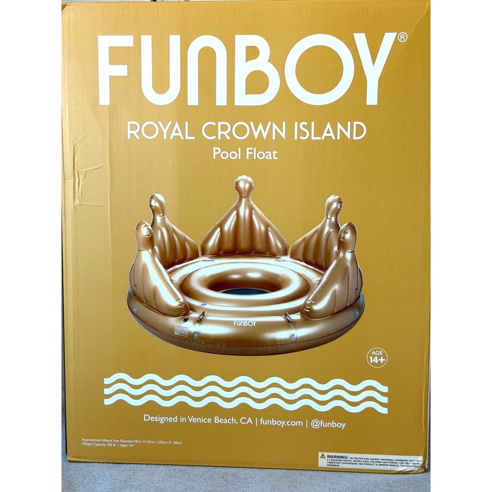FUNBOY Inflatable Gold Royal Crown Pool Float LIMITED EDITION SOLD OUT 9FT